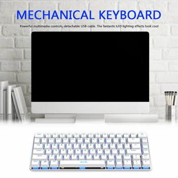 AK33 Mechanical Gaming Keyboard Black / Blue Prepínač 82 Kľúče Drôtovú Klávesnicu na PC, Hry Ergonomické Pohode LED Podsvietený Dizajn