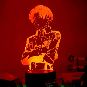 Akryl stolná Lampa Anime Útok na Titan pre Domáce Izba Dekor Light Cool Kluk Dieťa Darček Kapitán Levi Ackermana Obrázok Nočné Svetlo