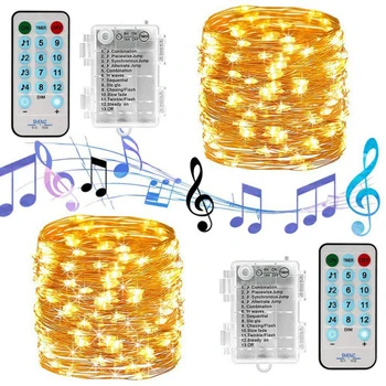 Aktivované zvukom LED Hudba String Svetlá 5M 10 M 12 Režimy Nepremokavé Medený Drôt Ligotať String Svetlá Na Vianočné Party Svadbu