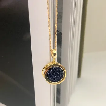 Autentické 925 Sterling silver Moon Star cz prívesky kruhu mince necklaceTLX854