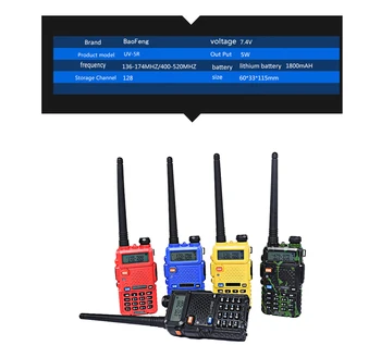 Baofeng walkie talkie rádio uv 5r Prenosný pre lov obojsmerná ham walkie-talkie Reproduktory pre auto šikovný 10 km vhf uhf Intercom