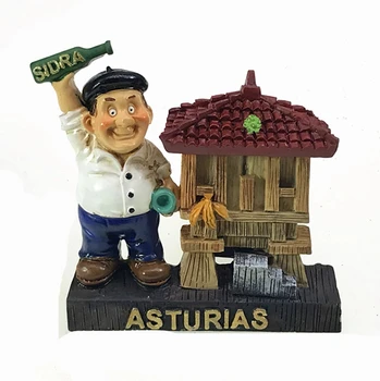 Barman v Asturias, Španielsko 3D Magnety na Chladničku World Travel Suvenírov Chladnička Magnetické Nálepky Domova