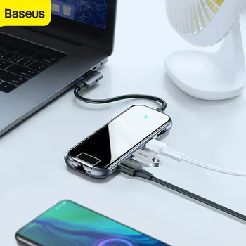 Baseus USB HUB, Typ C, HDMI, RJ45, USB 3.0 Napájací Adaptér Pre MacBook Pro Vzduchu pre Samsung pre Huawei Dock 6 Port USB HUB-Rozbočovač