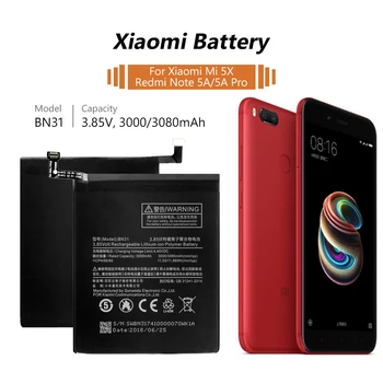 Batériu telefónu BN31 pre Xiao Mi 5X Mi5X / Mi A1 MiA1 / Redmi Poznámka 5A / Poznámka 5A Pro / Y1 Lite 3000mAh Náhradné Batérie