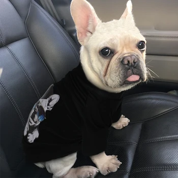 Bavlna Dog T Shirt Lete Psa Tričko Vytlačené Psie Oblečenie Šteňa Pet Oblečenie Pre Psov Malých Pug Čierna Biela ropa perro