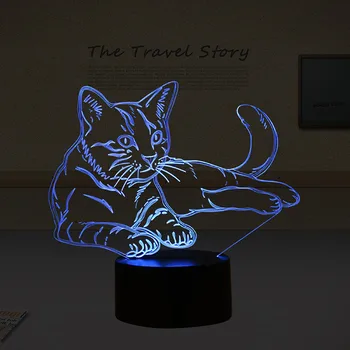 BDBQBL Krásne 3D Mačka LED Nočné Lampy 3D Ilúziu Tvorivú Dovolenku Nočné Svetlo USB Remote Touch Stôl Pre Spálne Štúdia Nočné Lampy