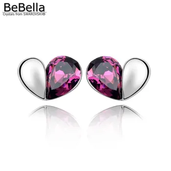 BeBella 5colors ženy crystal srdca náušnice stud vyrobené so Swarovski Elements