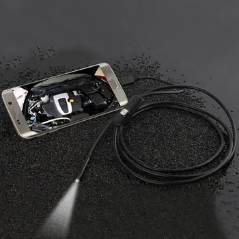 Black 6 LED Ucho Endoskopu 7mm Objektív Vodotesný Kábel Mini USB Inšpekcie Borescope Kamera Pre Android 640*480 Telefóny/1280*720 PC