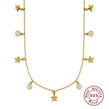 BOAKO Star Diamond Náhrdelník Pre Ženy 2020 Striebro 925 Šperkov Náhrdelník Charms Reťaze Pre Šperky Golier Bijoux Femme #7.7