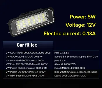 Canbus LED Licenčné Číslo Doska Svetlo Lampy Pre Golf MK4 MK5 MK6 Auto špz Svetlá S 18pcs Super Jasné Led