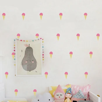 Cartoon Malý Ice Cream Stenu, Samolepky na Stenu, Vymeniteľné sladké leto Dezert dekorácie umenie Stenu Dekoroch