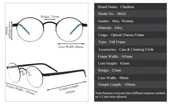 Chashma Screwless Okuliare Kolo Mužov Titán Predpis Optické Rám Ženy Svetlo Retro Okuliare