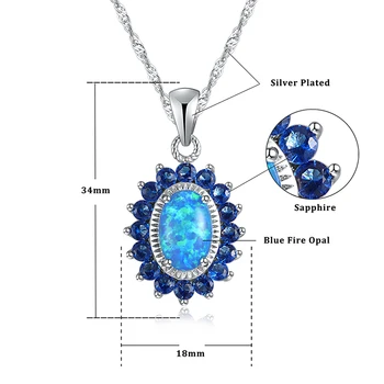 CiNily Vytvorené Blue Fire Opal Modrý Zirkón Strieborné Pozlátené Veľkoobchod Hot Predať Za Módne Ženy Šperky, Prívesok 1 3/8