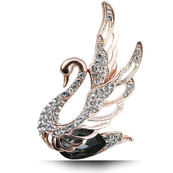 Classic 3 Módne Farby Crystal Swan Brošne Kolíky Šperky Pre Ženy Elegantné Zlaté Brošne Zvierat