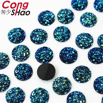 Cong Shao 300PCS 10 mm AB Farby, Okrúhly Tvar flatback Živice Drahokamu výbava kamene a kryštály DIY kostým Tlačidlo nášivka CS649