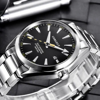 Corgeut 41mm mužov hodiny biele dial Automatický Dátum kalendár Miyota Mechanické Sapphire crystal mužov náramkové hodinky luxusné top značky