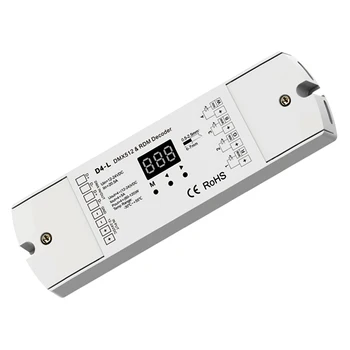 D4-L 4 kanál RDM DMX512 dekodér DC12V 24V 20.5 A 4CH*5A PWM konštantného napätia DMX LED ovládač pre RGB RGBW LED Pásy