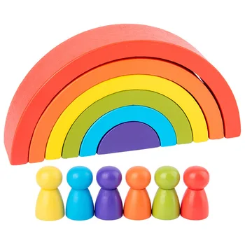 Detské Drevené Hračky Rainbow Blokuje Voľné Časti Tvorivé Dreva Rainbow Skladaný Rovnováhu Blok Deti Montessori Vzdelávacích Hračiek