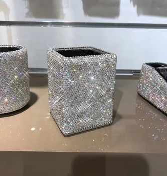 Diamond Crystal Držiak na Pero vizitku Office Nastaviť Dodávky High-end Tvorivé Kalkulačka Zošívačka Ploche Šperky, Dekorácie