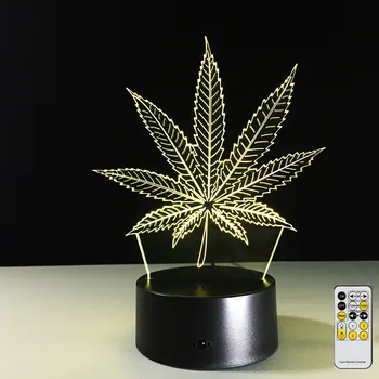 Diaľkové Javorový List 3D Vizuálne Ilúzie Lampy, Akryl Transparentný Nočné Svetlo LED Lampa 7 Farby Dotyk stolná Lampa Lávové Lampy