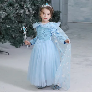 Dievčatá Disney Princezná Šaty Deti Šaty pre Dievčatá Vianoce Zdobiť Kostým Party Mrazené Dlhý Rukáv Plášť Dievča Oblečenie Dobré