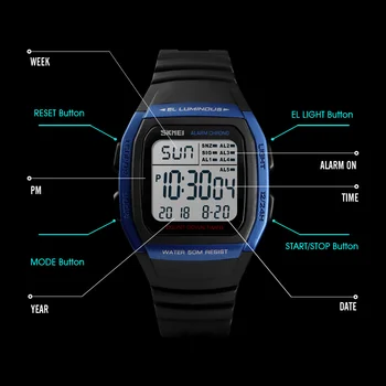 Digitálne Hodinky SKMEI Mužov Luxusné Športové Značky Vojenské Analógový LED Displej Armády pánske Digitálne Hodinky Hombre Relogio Relojes Montre