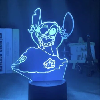 Disney Karikatúry 3D Nočné Svetlo Lilo Steh Akryl Visual LED Lampa pre Deti Spálňa Decortion stolná Lampa Deti Detské Vianočné Darčeky