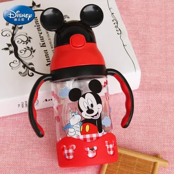 Disney Minnie Mickey Mouse Poháre Cartoon Plastové Pevné Kŕmenie Študent, Pohodlné, Outdoorové Dieťa Športové Fľaše S Slamy 400 ML