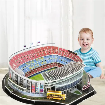 DIY 3D Puzzle Futbalové ihrisko Štadión Európske Futbalové Ihrisko Hračky Deti Montované Budovy Model Skladačka Vzdelávacie Hračka