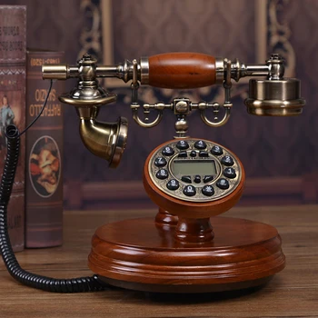 Drevo Digitálne Vintage Telefón Európskej Retro Pozemné Telefón s ID Volajúceho, Podsvietená, Handsfree, Závesné Slúchadlá pre Domáce