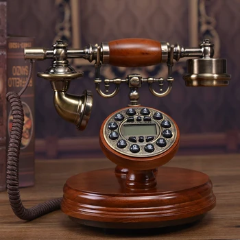 Drevo Digitálne Vintage Telefón Európskej Retro Pozemné Telefón s ID Volajúceho, Podsvietená, Handsfree, Závesné Slúchadlá pre Domáce