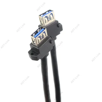 Duálne Porty USB 3.0 Žena Skrutku Panel Montáž Na základnej Dosky, 20 Pin Hlavičky Plochý Kábel Kábel 0,9 m