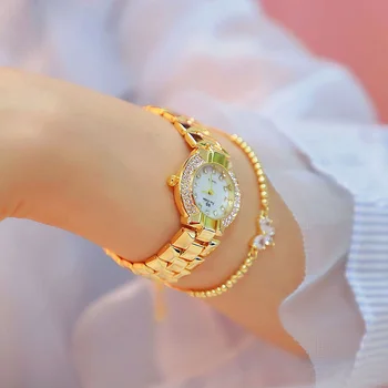 Dámske Šaty Sledovať 2020 Luxusné Značky Gold Silver Diamond Sledovať Ženy Náramok Hodiniek Žena z Nehrdzavejúcej Ocele Hodiny zegarek damski