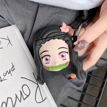 Démon Vrah Tanjiro Anime, Komiksu, krásne dievča 3D prípade AirPods 1 2 pro plnenie box mäkké silikónové Bezdrôtové slúchadlá kryt