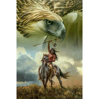 Eagle a Bojovník Obrázok DIY Maľovanie Podľa Čísel Wall Art Obraz Maľby akrylom Pre Domáce Dekorácie Drop Shipping 60x75cm