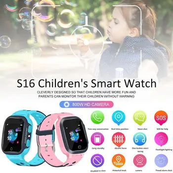 EastVita S16 Dotykový Displej Deti Náramkové hodinky, Fotoaparát, GPS Tracker Nepremokavé Polohy Plameň Na Deti, Smart Alarm SOS Hodinky