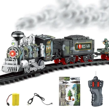Elektrické dymu vzdialenej železničnej vlakovej simulačný model nabíjateľná klasické parný vlak detské hračky oblek