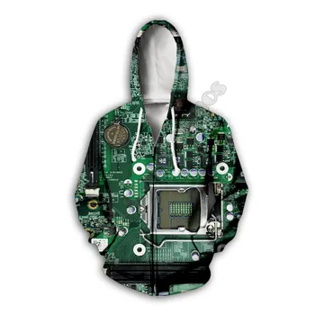 Elektronické 3D vytlačené Mužov pre Ženy Hoodies Funny Green zips hoodies Módne Sweartshirts Cosplay kostýmy 04