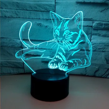 Farebné 3d Napätie Mačka 3D Stolové Lampy, Akryl Vízia Stereo Touch Usb Stolové Lampy Pre Obývacia Izba Moderne Stolná Lampa