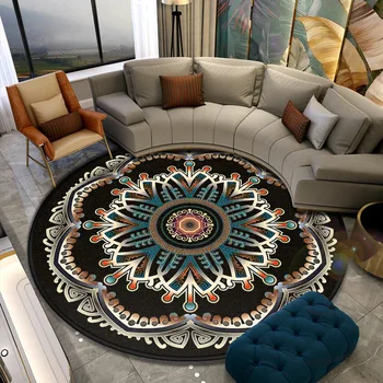 Farebné svetlo luxusné etnický štýl mandala koberec, kuchyňa mat gauč, konferenčný stolík spálne dekorácie