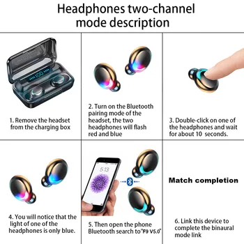 FDGAO Bluetooth Slúchadlá Športové Nepremokavé Bezdrôtové Slúchadlá In-ear Headset TWS Slúchadlá S 2000mAh Batéria Box