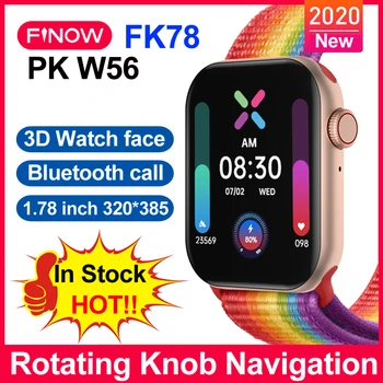 Finow FK78 SmartWatch 2020 PK W56 reloj inteligente Sledovať 1.78 palcový Bluetooth Hovor Šport Fitness Smart Hodinky Pre Android IOS