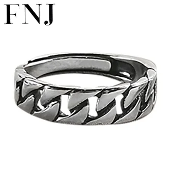 FNJ Jednoduché Krúžky 925 Silver Nastaviteľná Veľkosť Otvoriť Populárne S925 Pevná Strieborná Krúžok pre Ženy, Mužov, Jemné Šperky Šťastie