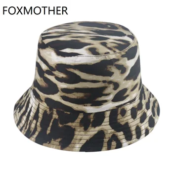 FOXMOTHER Nové Módne Reverzibilné Leopard Tlač Vedro Čiapky Pre Ženy Dámy