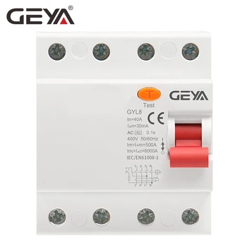 GEYA GYL8 3Phase+N RCD Elektromagnetické Rozdiel Poistka Bezpečnostný Spínač 4P 25A 40A 63A s CE Certifikát CB