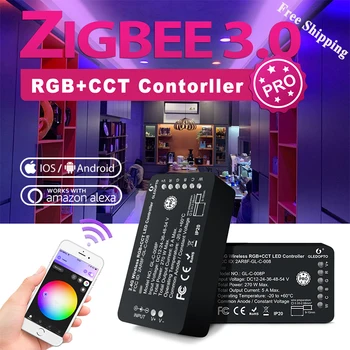 GLEDOPTO ZigBee RGB + SCS LED pásy radič plus DC12-24V a zigbee3.0 gateway PRO series použiť smartThings echo plus hlas co