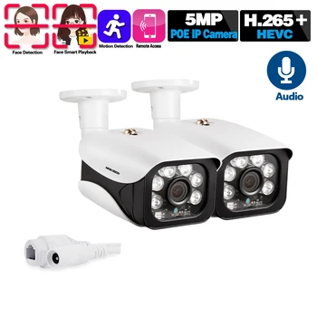 H. 265 AI Tvár HD SONY IMX335+Hi3516EV300 5MP 4MP POE obojsmerné Audio IP Kamery Vonkajšie Nočné Videnie CCTV Video Surveillance Camera