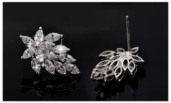 Hot predaj módnych lesklé CZ zirkón ženy náušnice 925 sterling silver dámy stud náušnice šperky svadobný dar, veľkoobchod