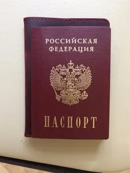 Hot Predaj Originálne Kožené Pas Kryt pre Rusko Pevné ID&Kreditnej Karty Držiteľ Business Pas Prípade Unisex Cestovné puzdro