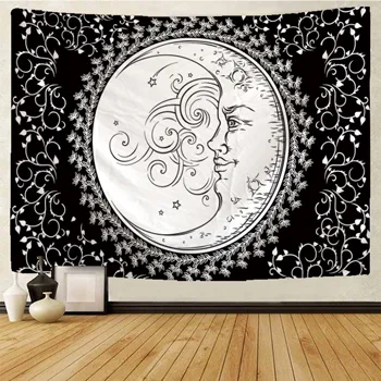 Hviezdne nebo mesiac gobelín Indickej Mandala Hippie Macrame Gobelín Stene Visí Boho dekor Psychedelic Čiar Gobelín